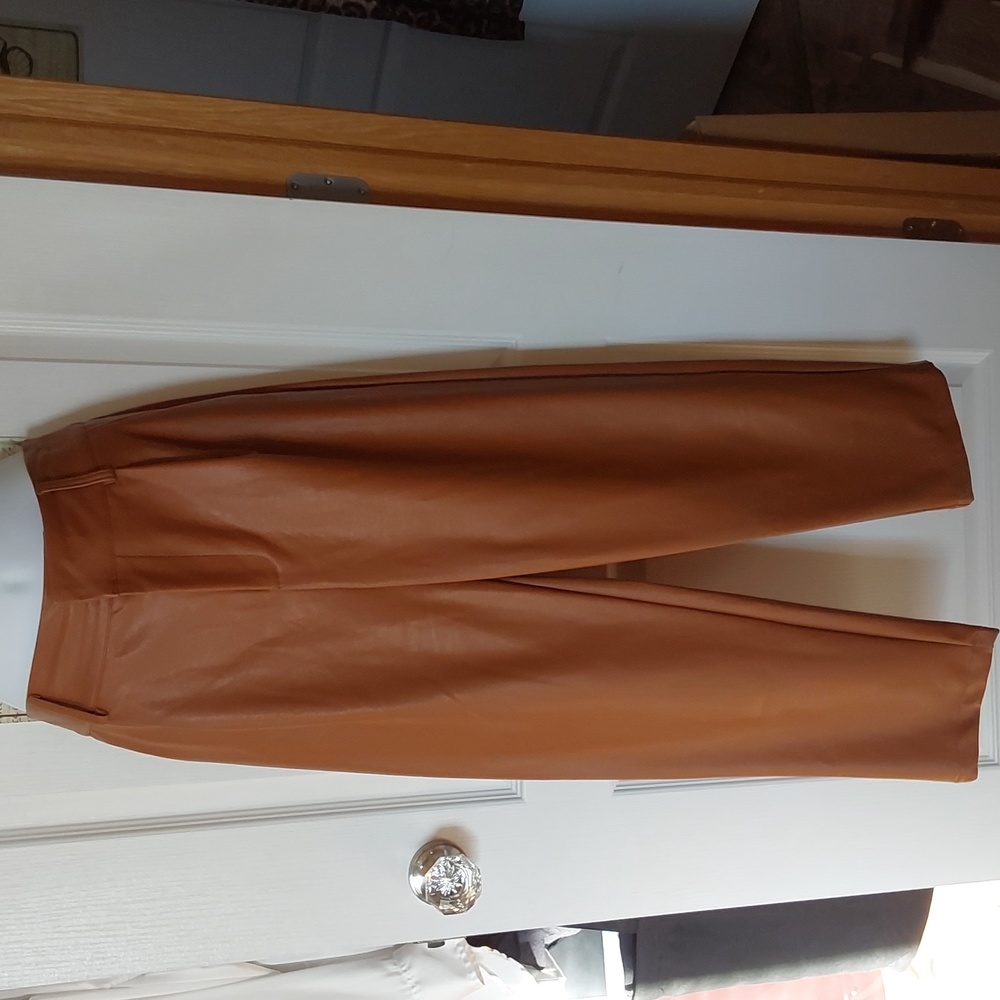 Elli White faux leather crop pants